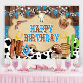 Cowboy Schatz Blau Wagen Alles Gute zum Geburtstag Hintergrund